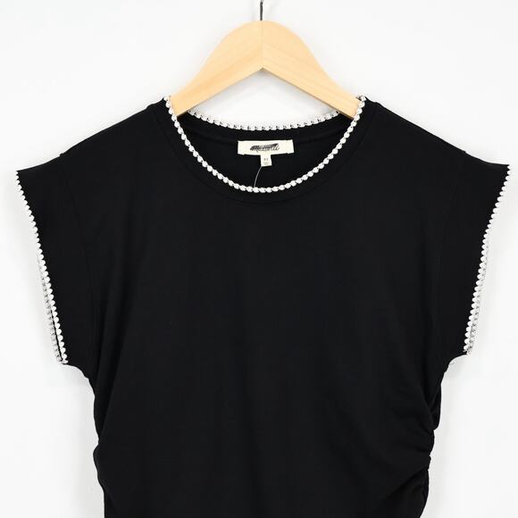 NWT Madewell Side-Cinch Cap Sleeve Muscle Tee In Jet Black Size XS - Picture 3 of 10